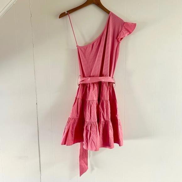 Karina Grimaldi One Shoulder Tiered Ruffle Sleeve Mini Dress in Pink sz XS - Picture 4 of 4